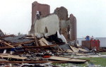 After the tornado. This old church was completely demolished when the mortar gave way to winds exceeding 100 mph.